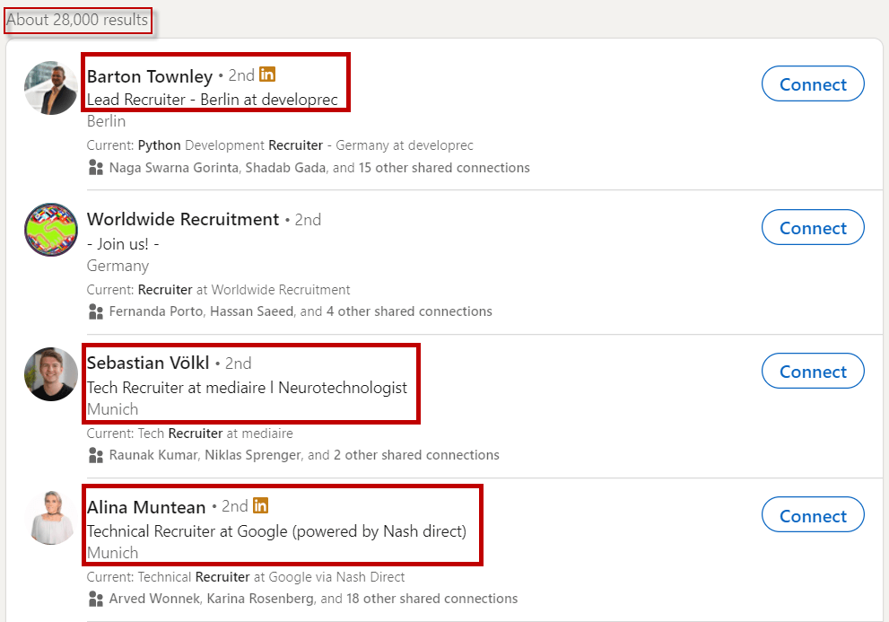 Recruiter search result updated
