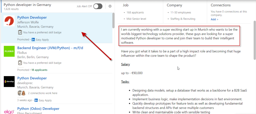 LinkedIn job detail