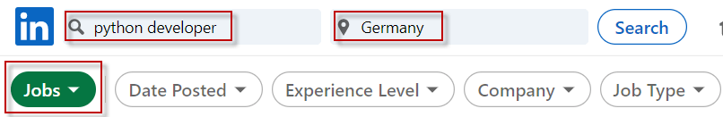 Job search on LinkedIn