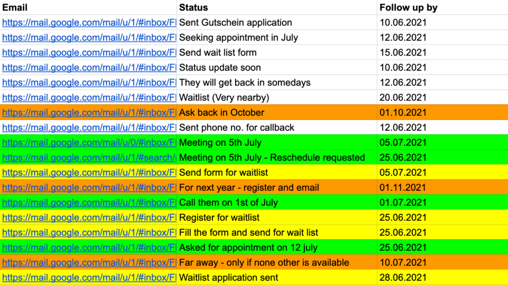 Kitas in Berlin email status tracker